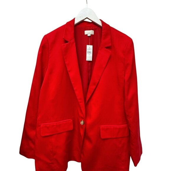 NEW Loft Red Blazer Size 14 Womens Classic Jacket Preppy Classic Holiday - Picture 8 of 12
